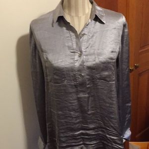 Theory SUMORA Blouse, M, NWT, $255, Pearl Grey